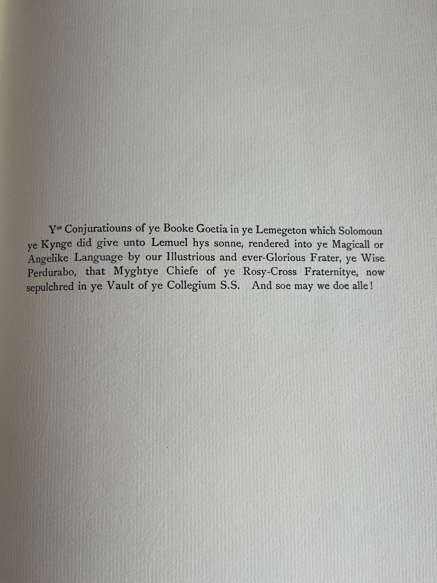 The Book of the Goetia of Solomon the King - Aleister Crowley (First Facsimile Edition 1976)