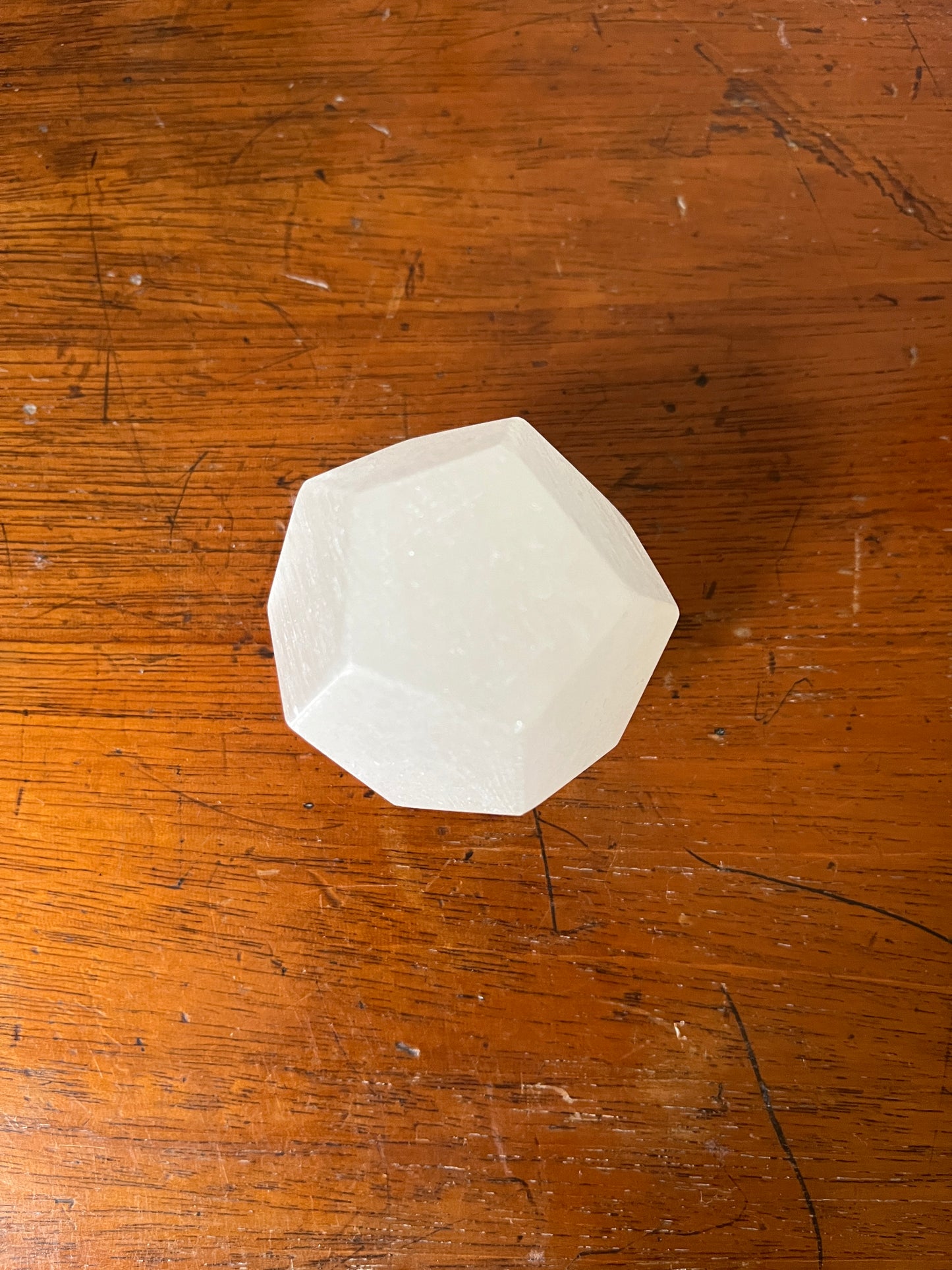 Selenite and Black Tourmaline Dodecahedron