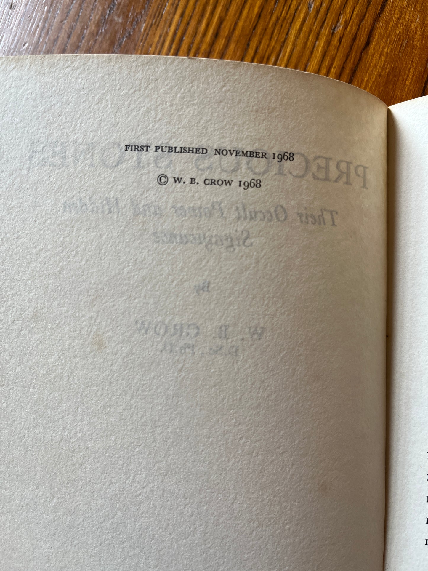 Precious Stone - W B Crow (Paths to Inner Power, 1968 First Edition)