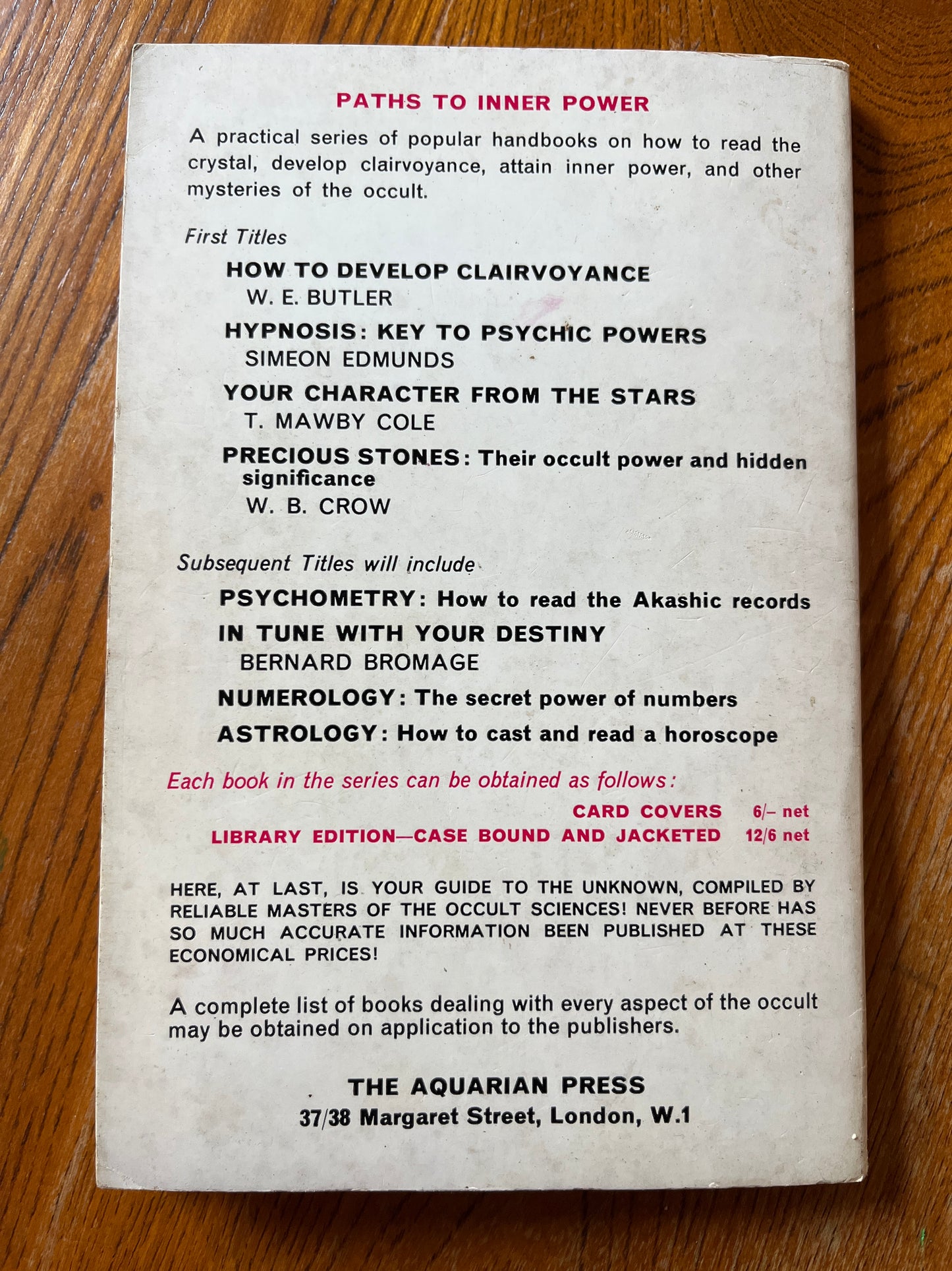 Precious Stone - W B Crow (Paths to Inner Power, 1968 First Edition)