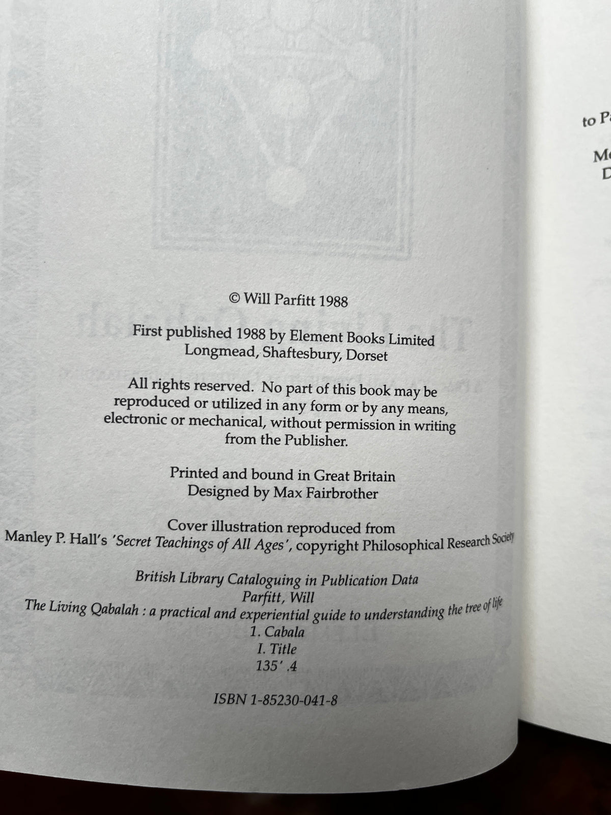The Living Qabalah - Will Parfitt (First Edition)