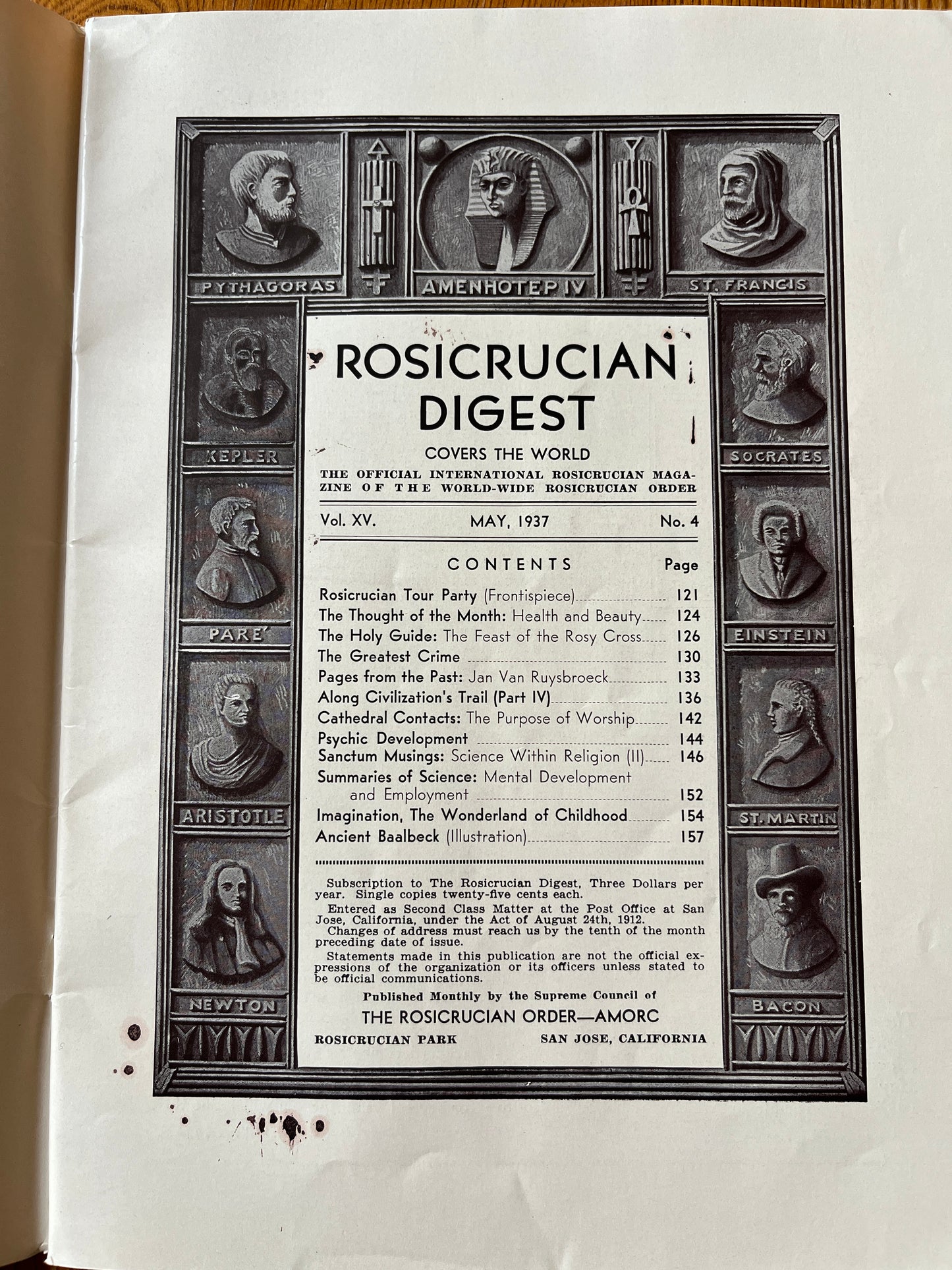 The Rosicrucian Digest - March, May & July 1937 Secret Society Magazines