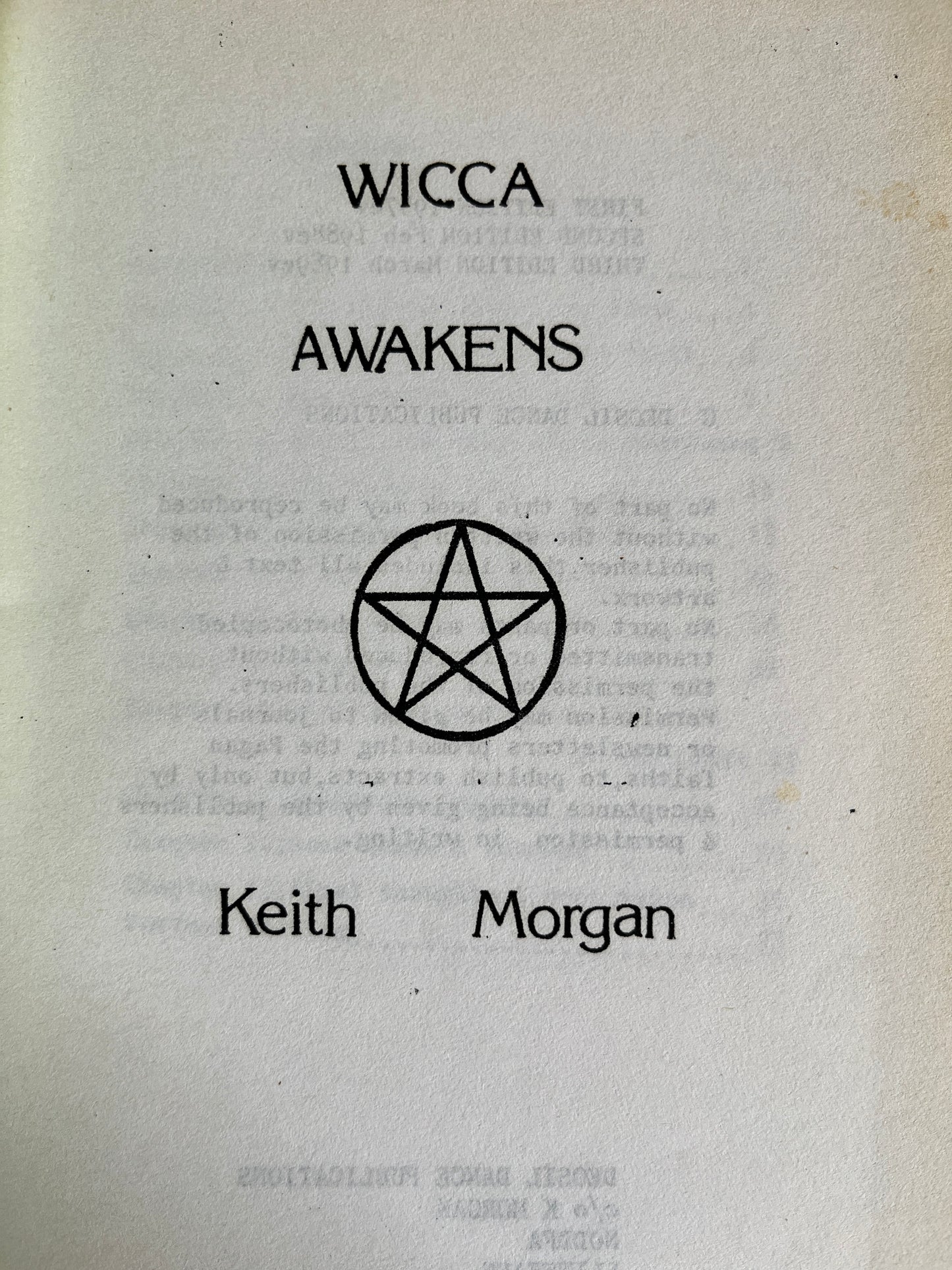 Wicca Awakens - Keith Morgan (RARE ZINE)