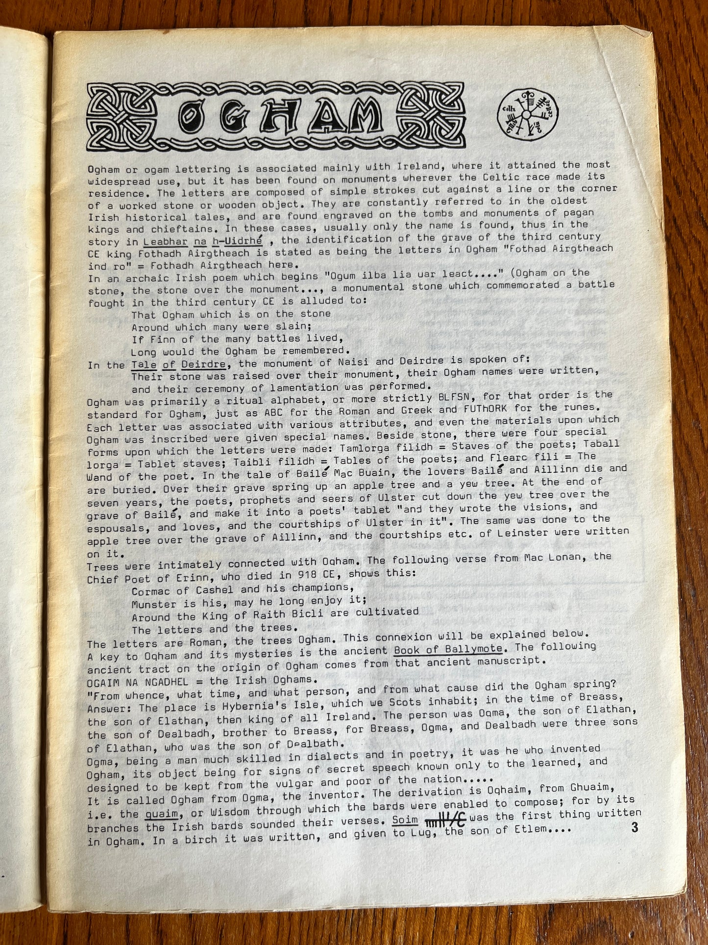 Ogham and Runic: Magical Writing - Nigel Pennick, Fenris-Wolf (RARE ZINE)
