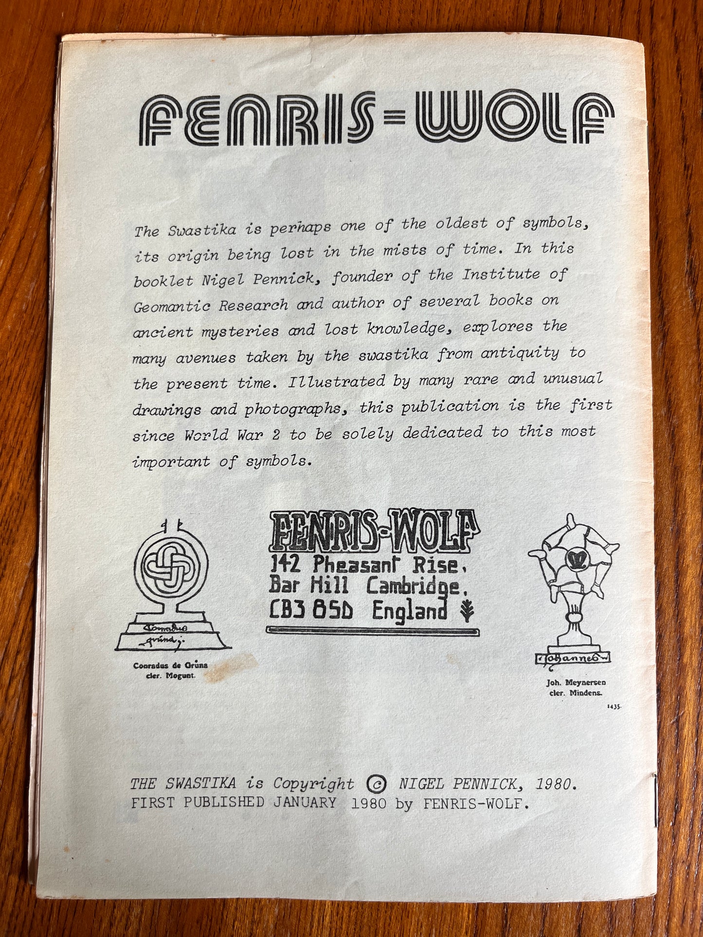 The Swastika - Nigel Pennick, Fenris-Wolf (RARE ZINE)