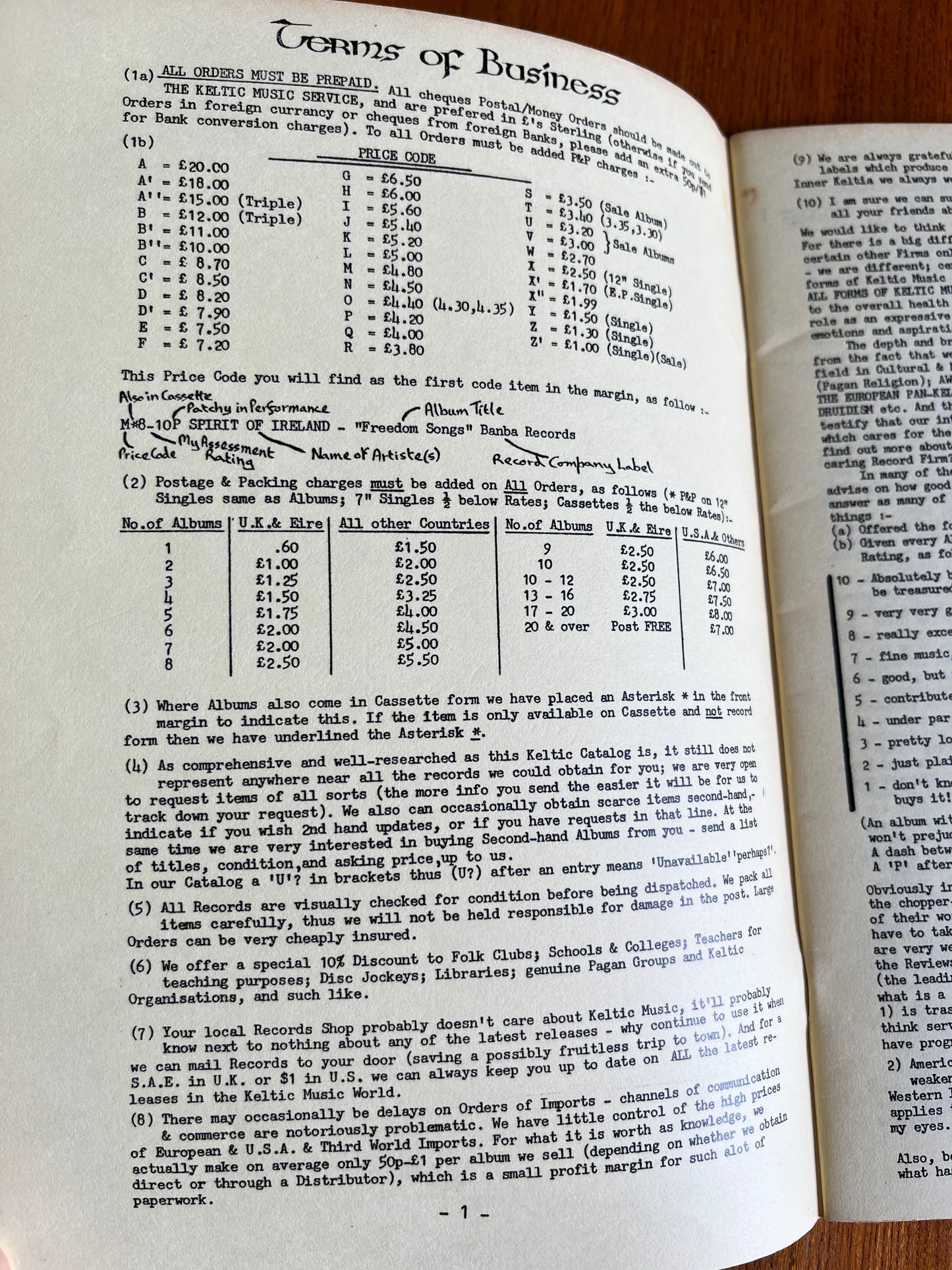 The Keltic Music Service: Catalog 1 - Kaledon Naddair & Lorraine Jordan (RARE ZINE)
