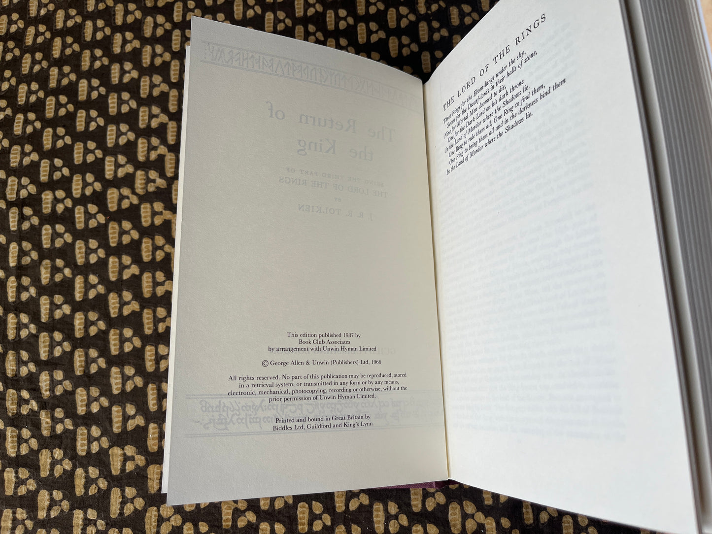 The Return of the King – J. R. R. Tolkien [1987 Hardbcak BCA Edition]