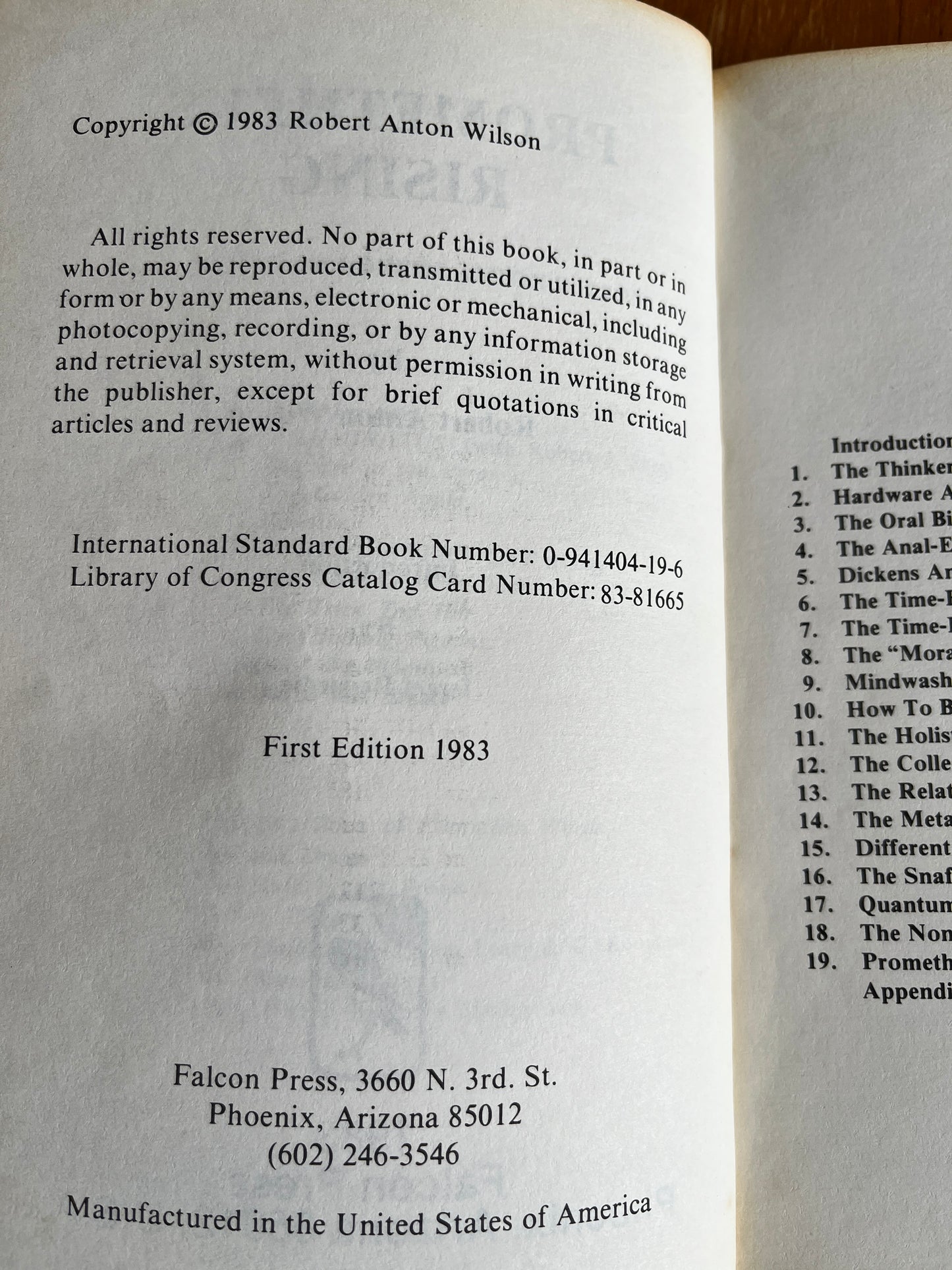 Prometheus Rising - Robert Anton Wilson (First Edition)