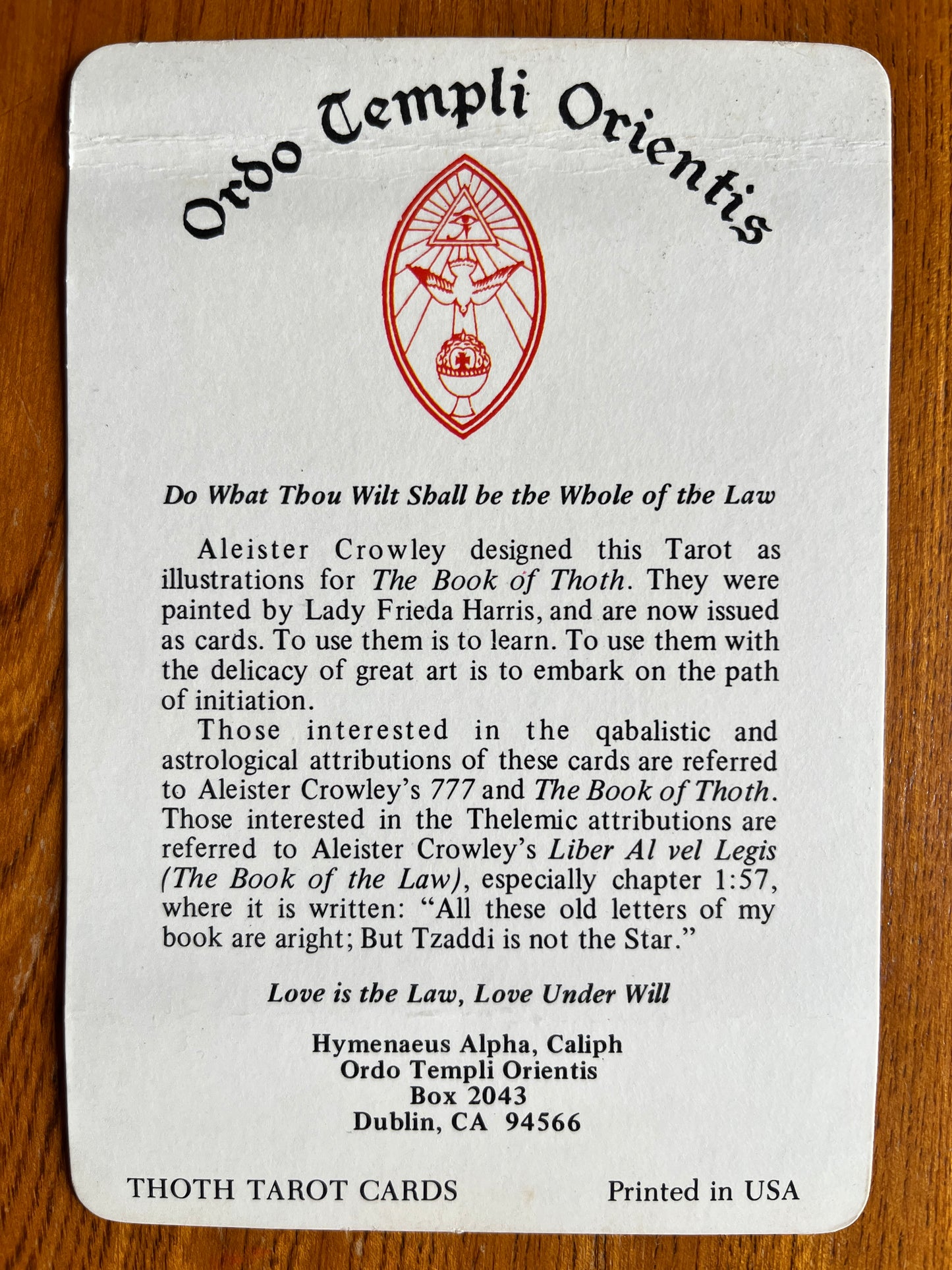 Thoth Tarot Cards - Aleister Crowley & Frieda Harris (First Samuel Weiser Edition 1969 - "Version B")