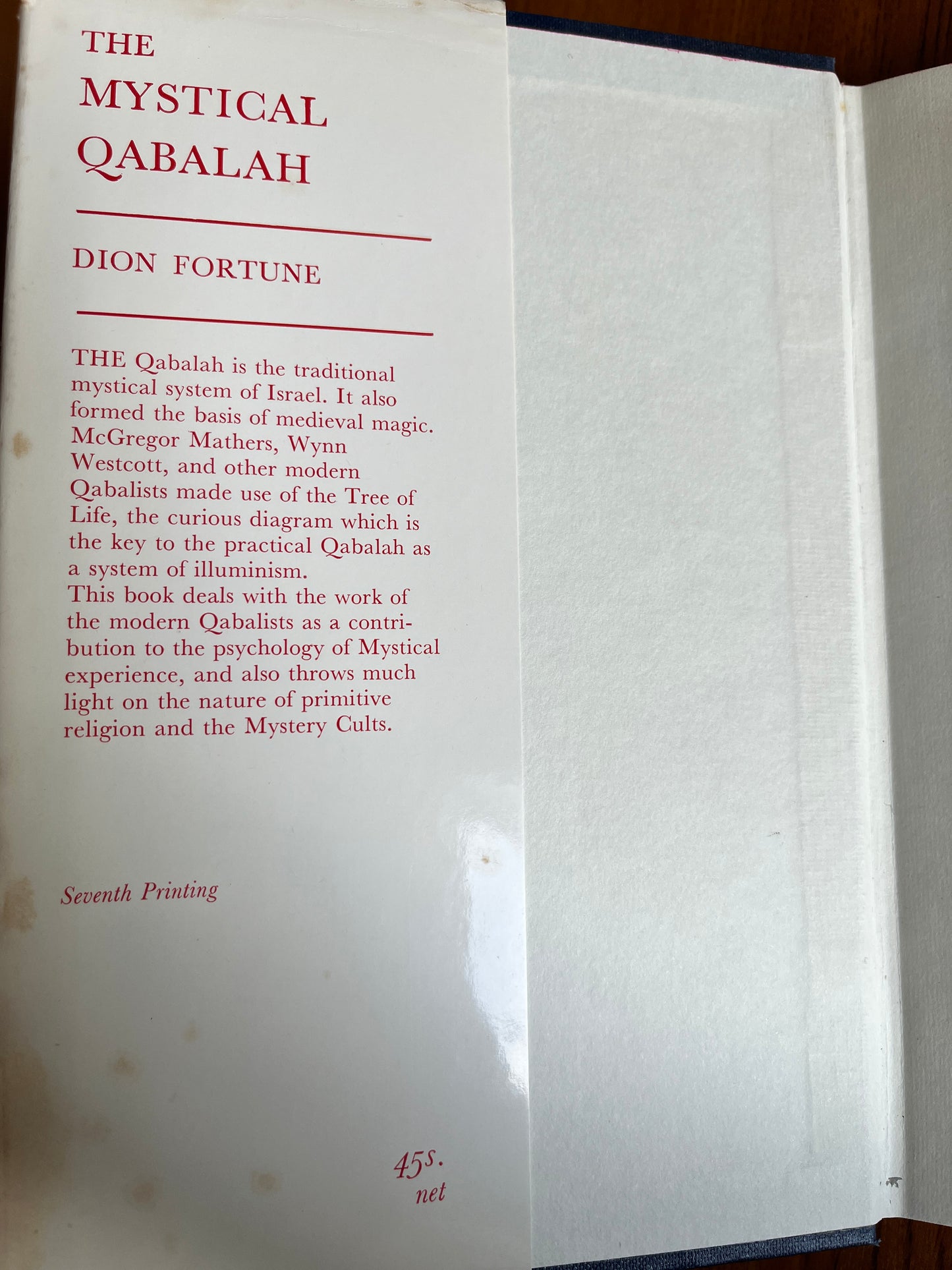 The Mystical Qabalah - Dion Fortune (1966 Seventh Impression Harback)