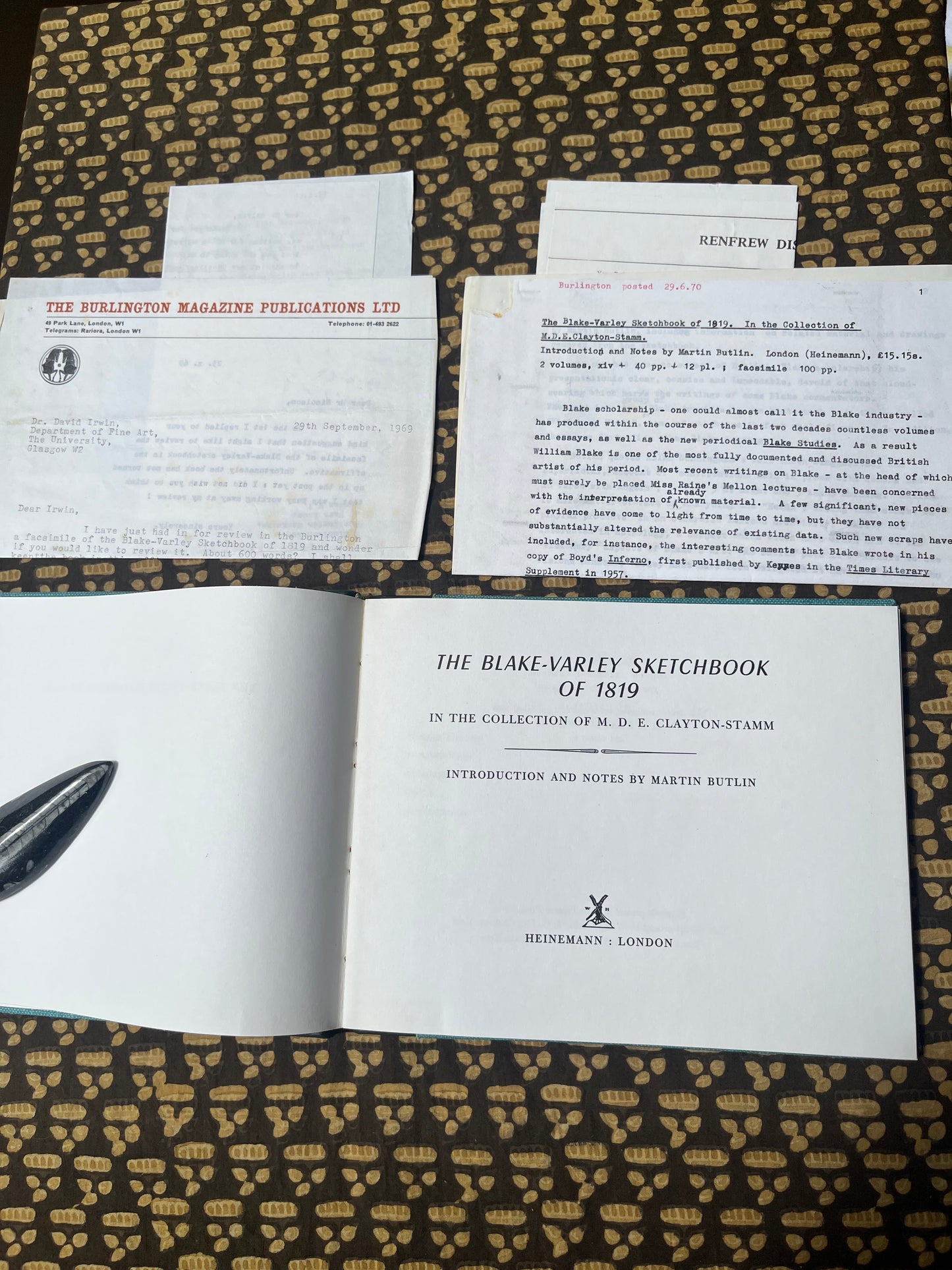 The Blake Varley Sketchbook - William Blake (First Ed. thus, slipcase, 1969 Trianon Press fascimile, with letters)