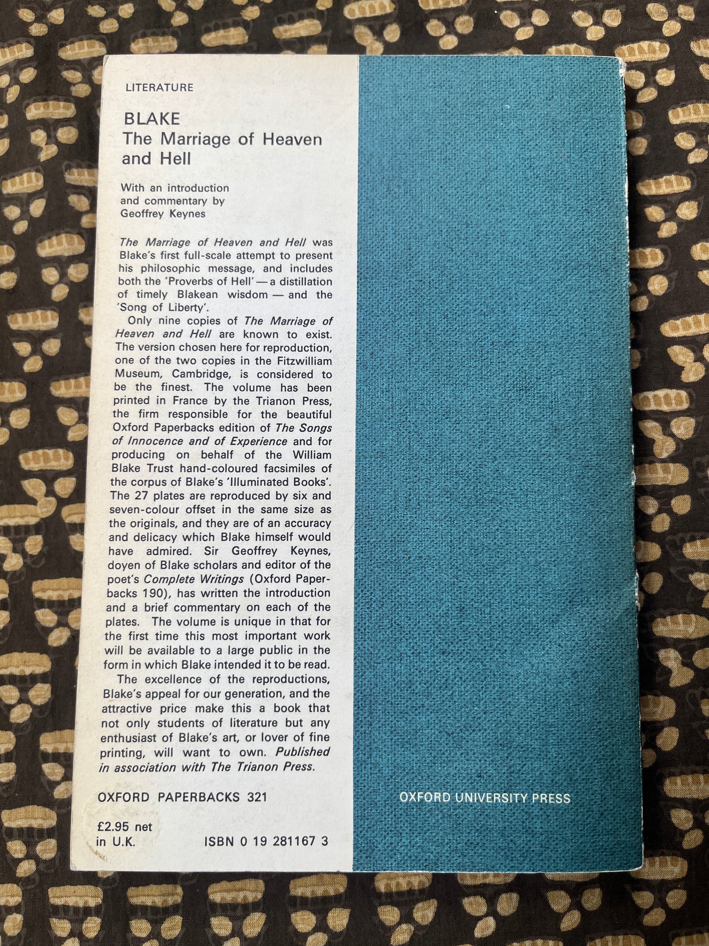 The Marriage of Heaven and Hell – William Blake (Paperback, First Ed. thus, 1975)