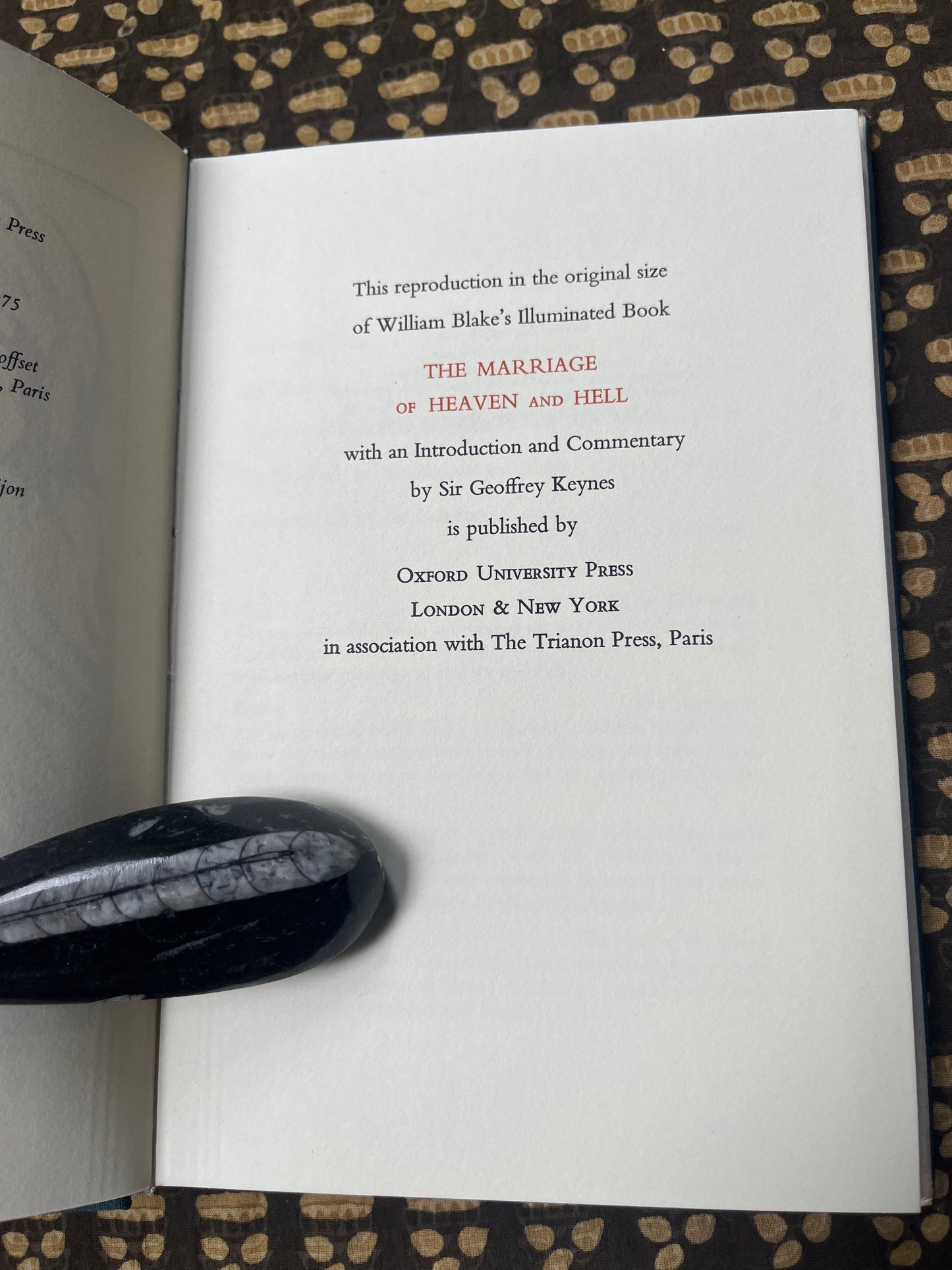 The Marriage of Heaven and Hell – William Blake (Hardback, First Ed. Thus, 1975)