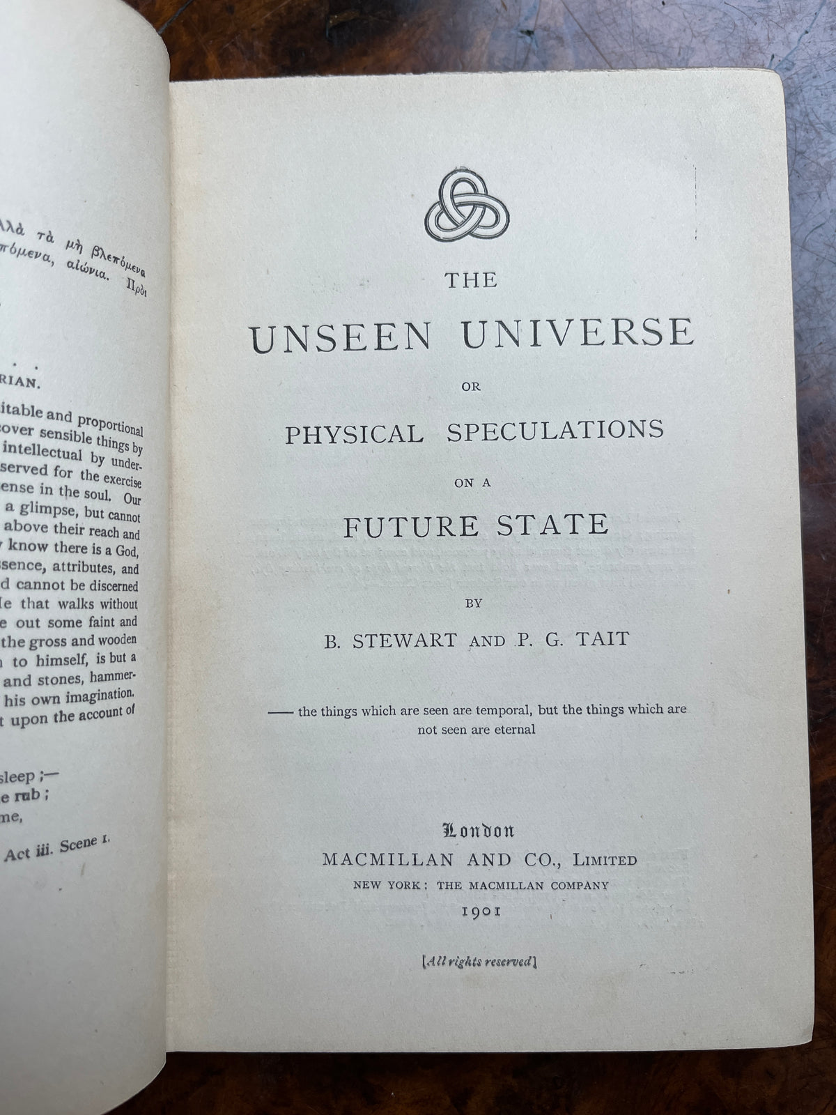 The Unseen Universe - Stewart & Tait (1901 Hardback, Ex Libris Alan Gauld)